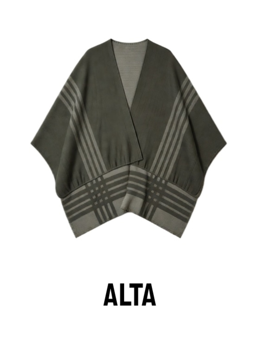Alta Olive Green Knit Poncho Jacket